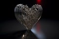 Shape heart sculpture made of forks. A valentine day celebration centered at hunger. Generative AI