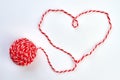 Shape of heart from woolen thread. Royalty Free Stock Photo
