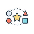 Color illustration icon for Shape, size and basically