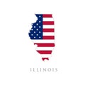 Shape of Illinois state map with American flag. vector illustration. can use for united states of America indepenence day, Royalty Free Stock Photo