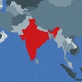 Shape of the India in context of neighbour.