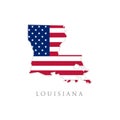 Shape of Louisiana state map with American flag. vector illustration. can use for united states of America indepenence day, Royalty Free Stock Photo