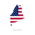 Shape of Maine state map with American flag. vector illustration. can use for united states of America indepenence day, Royalty Free Stock Photo