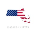 Shape of Massachusetts state map with American flag. vector illustration. can use for united states of America indepenence day, Royalty Free Stock Photo