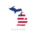 Shape of Michigan state map with American flag. vector illustration. can use for united states of America indepenence day, Royalty Free Stock Photo