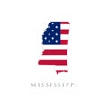 Shape of Mississipi state map with American flag. vector illustration. can use for united states of America indepenence day, Royalty Free Stock Photo