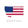 Shape of Montana state map with American flag. vector illustration. can use for united states of America indepenence day, Royalty Free Stock Photo