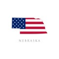 Shape of Nebraska state map with American flag. vector illustration. can use for united states of America indepenence day, Royalty Free Stock Photo