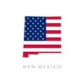 Shape of New Mexico state map with American flag. vector illustration. can use for united states of America indepenence day,