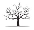 Shape of black Tree with leaves. Vector outline Illustration. Plant in Garden. Royalty Free Stock Photo
