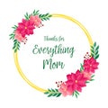 Shape pattern circle pink flower frame, for ornate of card thanks for everything mom. Vector Royalty Free Stock Photo