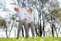 Positive active man doing an exercise