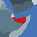 Shape of the Somaliland in context of neighbour. Royalty Free Stock Photo
