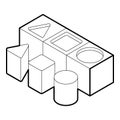 Shape sorter toy icon, outline style