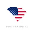 Shape of South Carolina state map with American flag. vector illustration. can use for united states of America indepenence day, Royalty Free Stock Photo