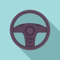 Shape steering wheel icon, flat style Royalty Free Stock Photo