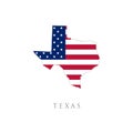 Shape of Texas state map with American flag. vector illustration. can use for united states of America indepenence day, Royalty Free Stock Photo