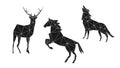 Shape of Wolf, Horse, Deer of black triangles.