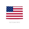 Shape of Wyoming state map with American flag. vector illustration. can use for united states of America indepenence day, Royalty Free Stock Photo