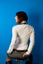 Shaped back of young caucasian girl waiting