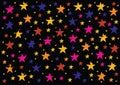 Shaped and distorted stars. Vector illustration. Black background