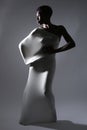 Shapely Woman in Creative Light and Spandex Fabric Royalty Free Stock Photo