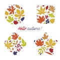 Shapes with Bright Autumn Foliage of Different Leaf Color Vector Set Royalty Free Stock Photo