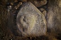 Shapes carved on a stone in one of the dolmens Mane Kerioned