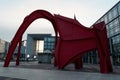 The Great Arch seen through the tentacles of the red spiderFR: Grande Arche.23 May 2019, Courbevoie, France.