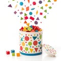 Shapes exploding from container on transparent background Royalty Free Stock Photo