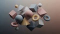 Shapes floating in a gradient background including spheres cubes Royalty Free Stock Photo