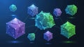 These shapes, including cubes and polyhedra, have a wireframe design, Royalty Free Stock Photo