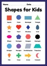 Shapes for kids printable sheet for preschool and kindergarten children to learn basic symbols for education