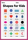 Shapes for kids printable sheet for preschool and kindergarten children to learn basic symbols for education