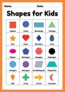 Shapes for kids to learn basic symbols for preschool and kindergarten children for educational activities