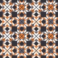 Shapes made of triangles. Aztec elements. Boho texture. Seamless pattern. Design with manual hatching. Textile.