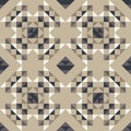 Shapes made of triangles. Aztec elements. Boho texture. Seamless pattern. Design with manual hatching. Textile.