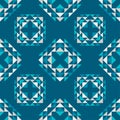 Shapes made of triangles. Aztec elements. Boho texture. Seamless pattern. Design with manual hatching. Textile.