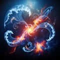 Shapes resemble graceful waves or flames, creating a dynamic, cosm Royalty Free Stock Photo