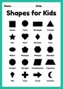 Shapes for toddlers printable page for preschool and kindergarten kids to learn basic symbols for education