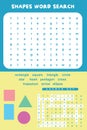 Shapes Word Search Worksheet