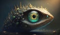 A shapeshifting creature with snakelike eyes. Fantasy art. AI generation Royalty Free Stock Photo