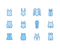 Shapewear flat line icons set. Corrective underwear, shaping bodysuit, thigh slimmer, leggings, waist control panties Royalty Free Stock Photo