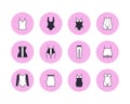 Shapewear flat line icons set. Corrective underwear, shaping bodysuit, thigh slimmer, leggings, waist control panties Royalty Free Stock Photo