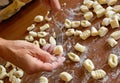 Shaping Italian gnocchi Royalty Free Stock Photo