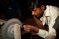 Shaping semi-precious stone for inlay to marble