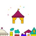 Shapito circus tent filled line icon, simple illustration