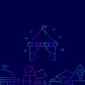 Shapito circus tent vector gradient line icon, illustration on a dark blue background. Related bottom border