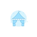 Shapito circus tent flat vector icon. Filled line style. Blue monochrome design. Editable stroke