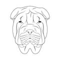 Shar Pei dog easy coloring cartoon vector illustration. Isolated on white background Royalty Free Stock Photo